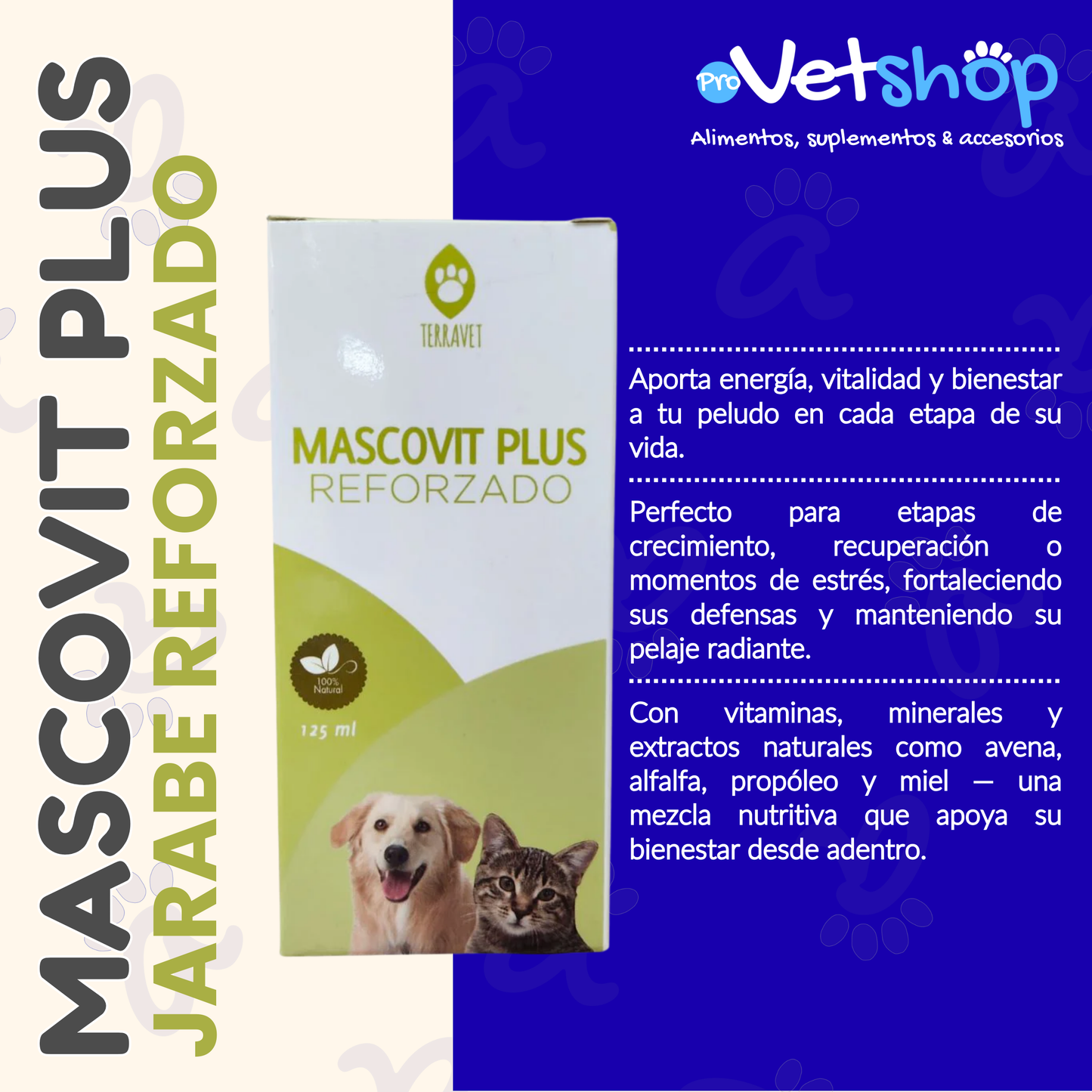 MASCOVIT PLUS REFORZADO - Suplemento Multivitamínico para Mascotas