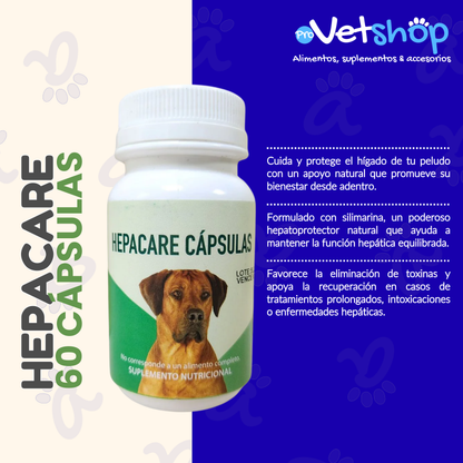 HEPACARE CÁPSULAS 60 UNID - Suplemento Hepático Natural para Perros