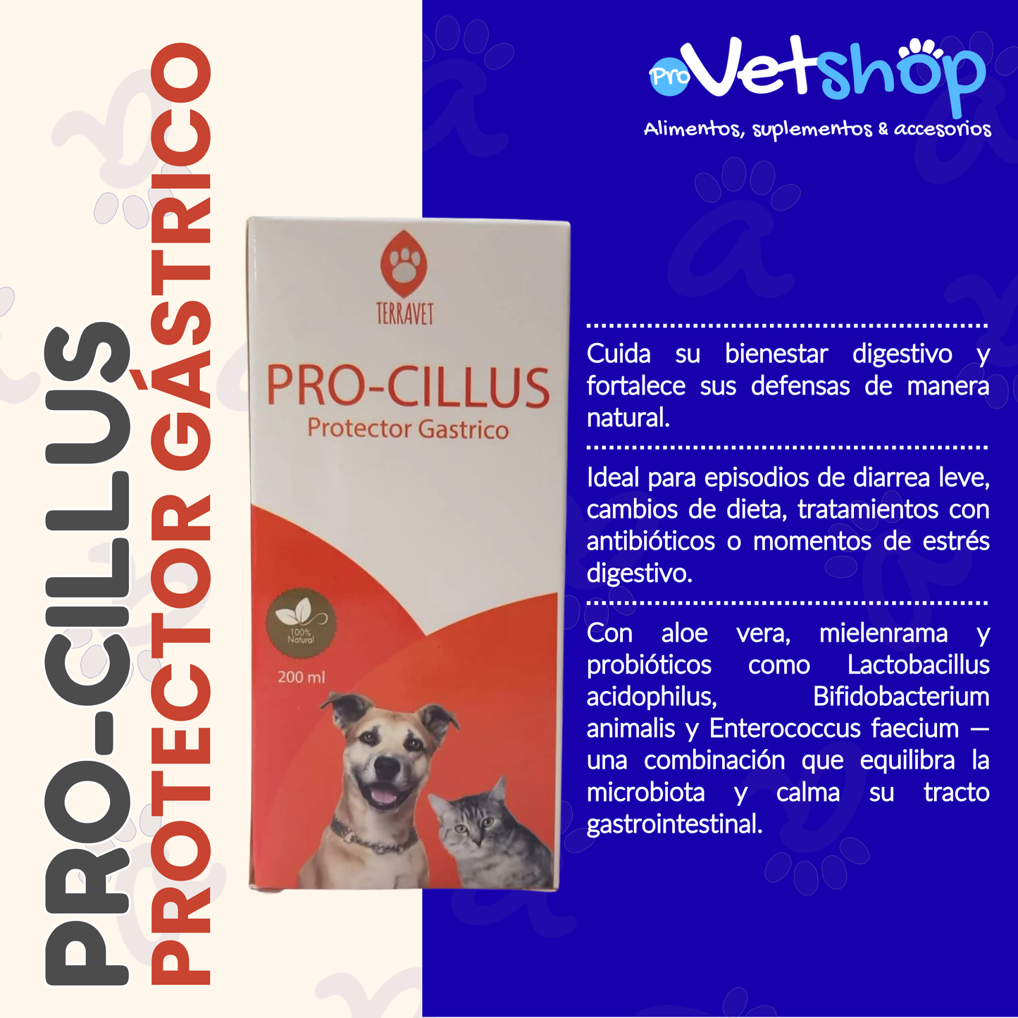 PRO-CILLUS – Protector Gástrico Natural para Mascotas