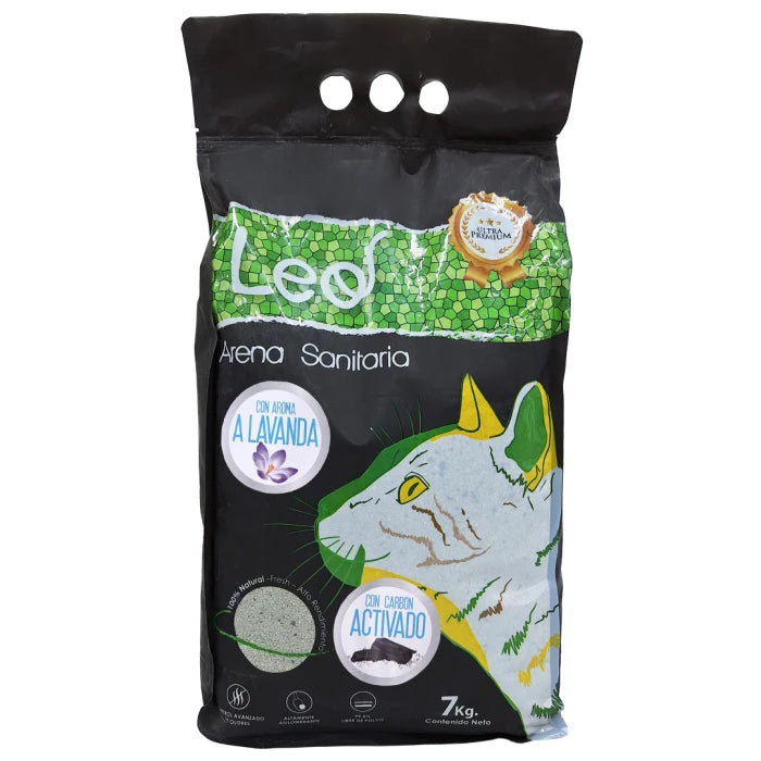 Saco de arena sanitaria Leo Lavanda con carbón activado para gatos.