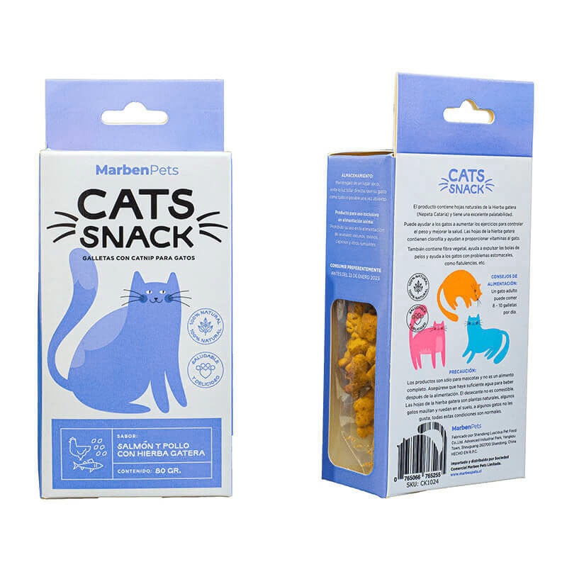 SNACK SALMON Y POLLO CON CATNIP PARA GATOS MARBEN PETS