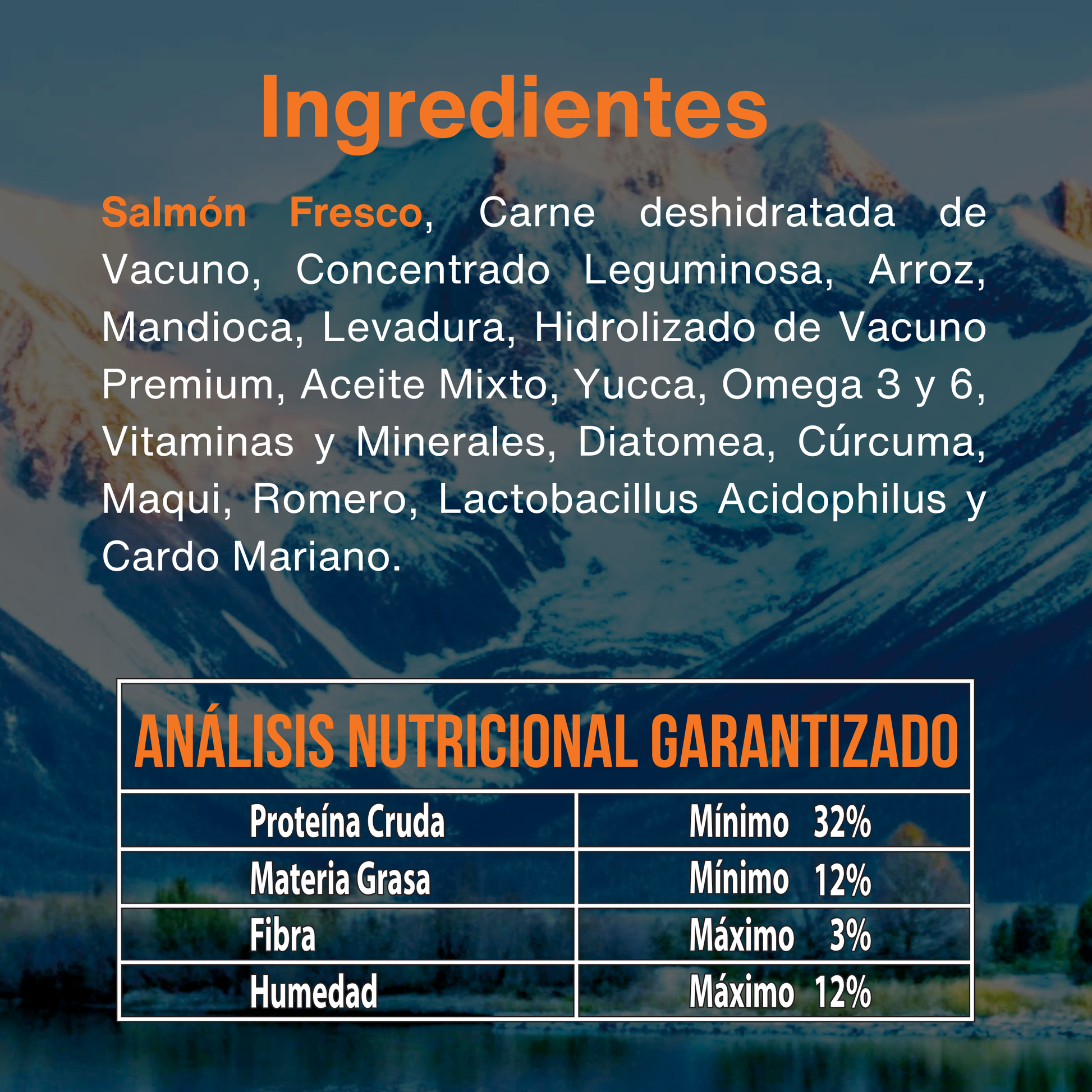 Ingredientes naturales del alimento MOON Super Premium Salmón