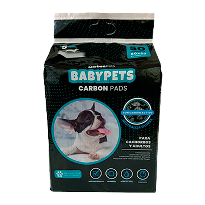 Paquete de sabanillas de entrenamiento Baby Pets con carbón activo 60x60 cm