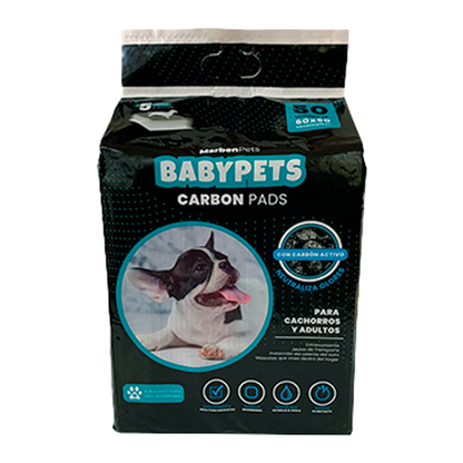 Paquete de sabanillas de entrenamiento Baby Pets con carbón activo 60x60 cm