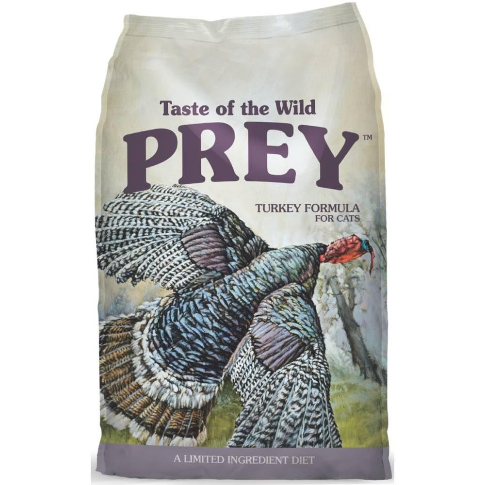 Saco de alimento seco Taste of the Wild PREY pavo para gatos en todas las etapas.